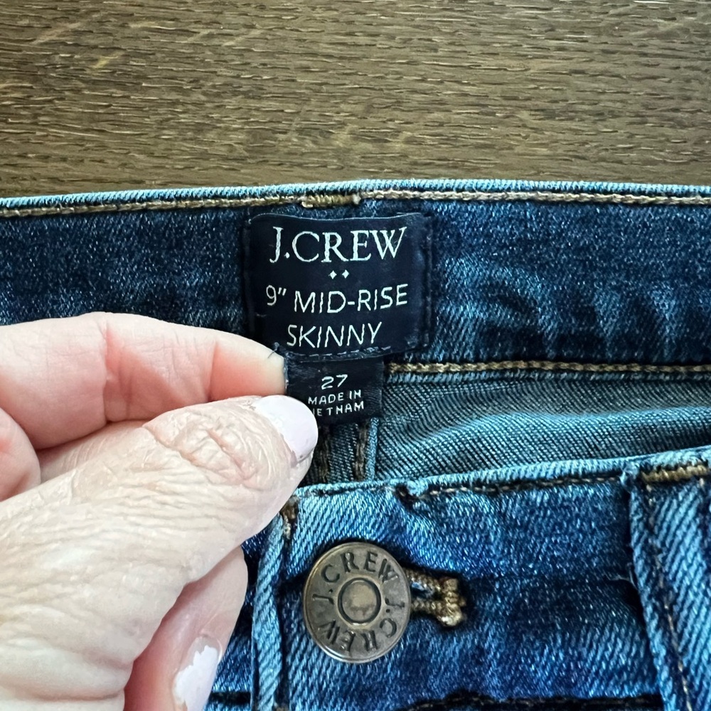 J. Crew Women's 9 inch Mid Rise Skinny Denim Blue Jeans size 27 - Picture 3 of 7